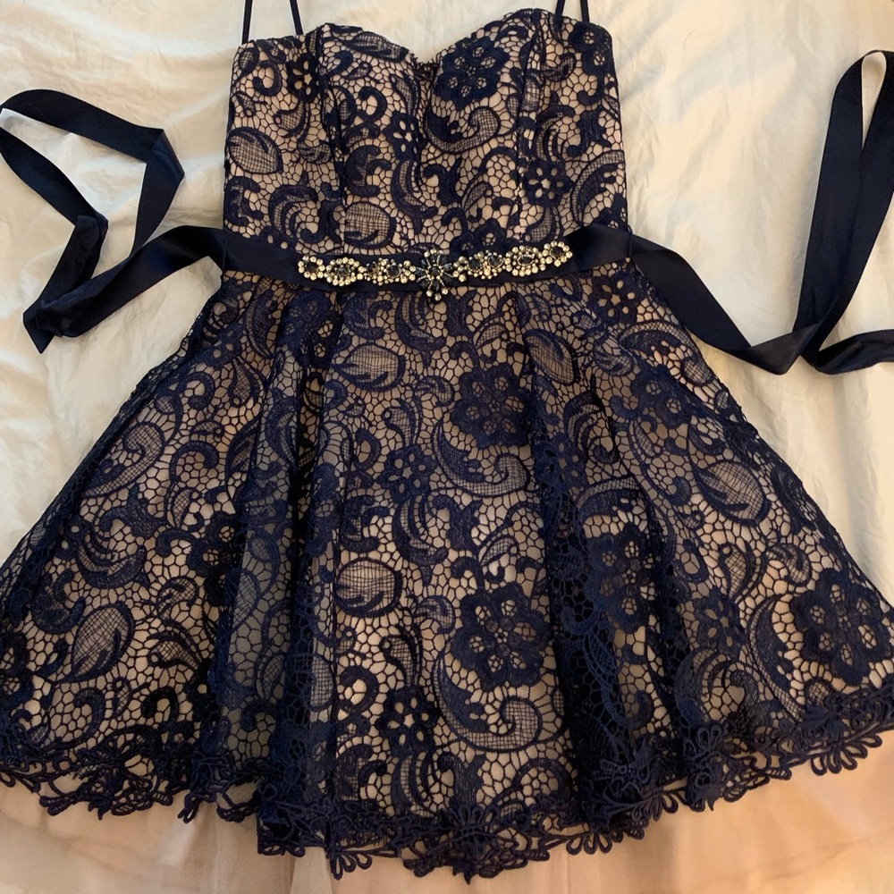 navy blue homecoming/prom dress